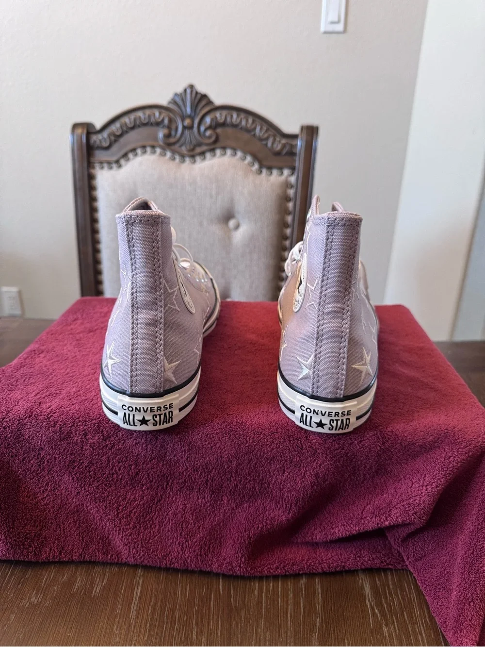 Converse Kids High Top Sneakers in Lavender with Star Embroidery